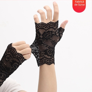Mănuși din dantelă cu degete parțiale pentru ședințe foto de nuntă, feminine, decorative, material dantelă, stil: parțial deget
