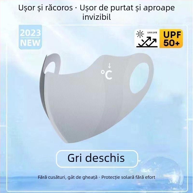 Mască unisex de protecție solară, material ice silk respirabil, design cu prindere la urechi, protecție UV, potrivită pentru vară, primăvară și toamnă