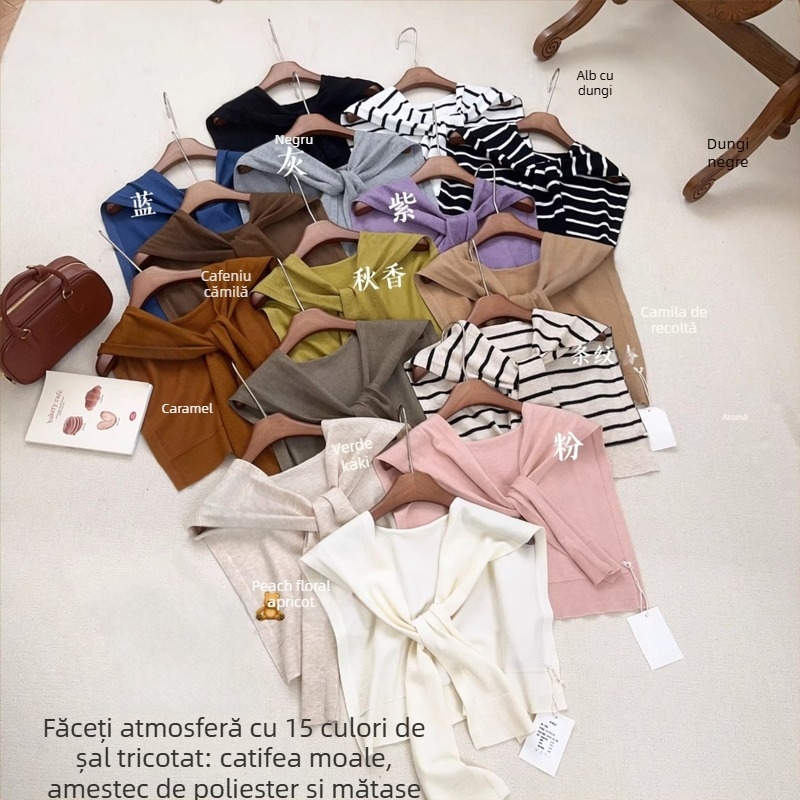 Accesoriu de șal – tricotat în stil coreean, senzație premium; pentru toate anotimpurile; personalizabil; lansat primăvara 2025 (Material: Lână; Sezone: toate anotimpurile; Personalizare: Da; Lansare: Primăvara 2025)