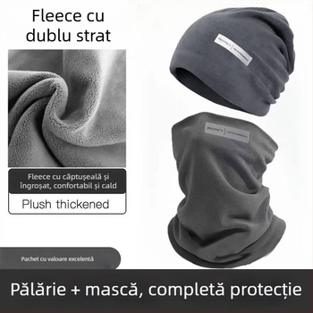 Eșarfă caldă de iarnă pentru gât, căptușeală de fleece și design gros, rezistentă la vânt, unisex, pentru ciclism și schi (căptușeală fleece, design gros, rezistent la vânt, pentru ciclism și schi)