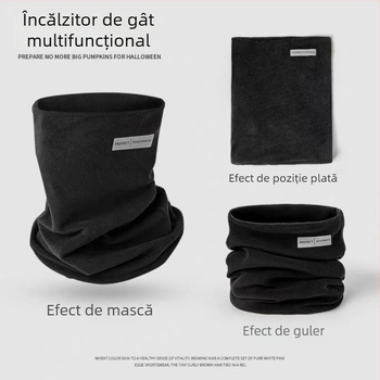 Eșarfă caldă de iarnă pentru gât, căptușeală de fleece și design gros, rezistentă la vânt, unisex, pentru ciclism și schi (căptușeală fleece, design gros, rezistent la vânt, pentru ciclism și schi)