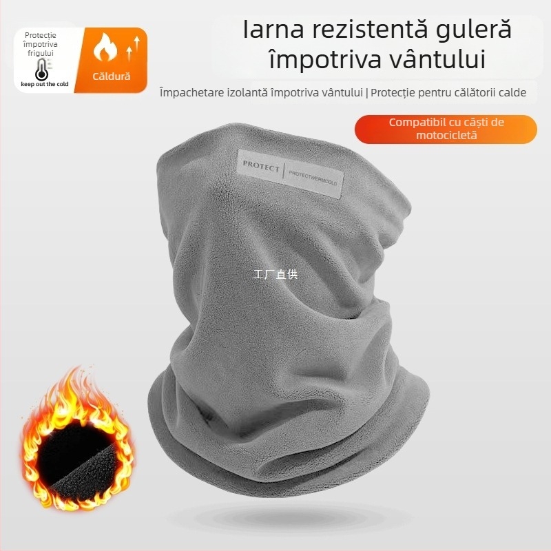 Eșarfă caldă de iarnă pentru gât, căptușeală de fleece și design gros, rezistentă la vânt, unisex, pentru ciclism și schi (căptușeală fleece, design gros, rezistent la vânt, pentru ciclism și schi)