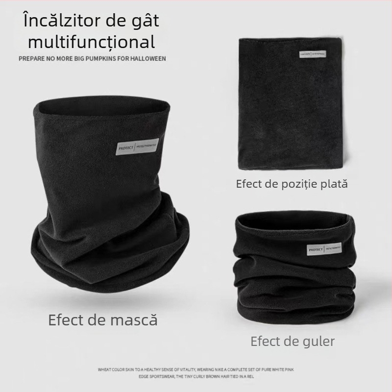 Eșarfă caldă de iarnă pentru gât, căptușeală de fleece și design gros, rezistentă la vânt, unisex, pentru ciclism și schi (căptușeală fleece, design gros, rezistent la vânt, pentru ciclism și schi)