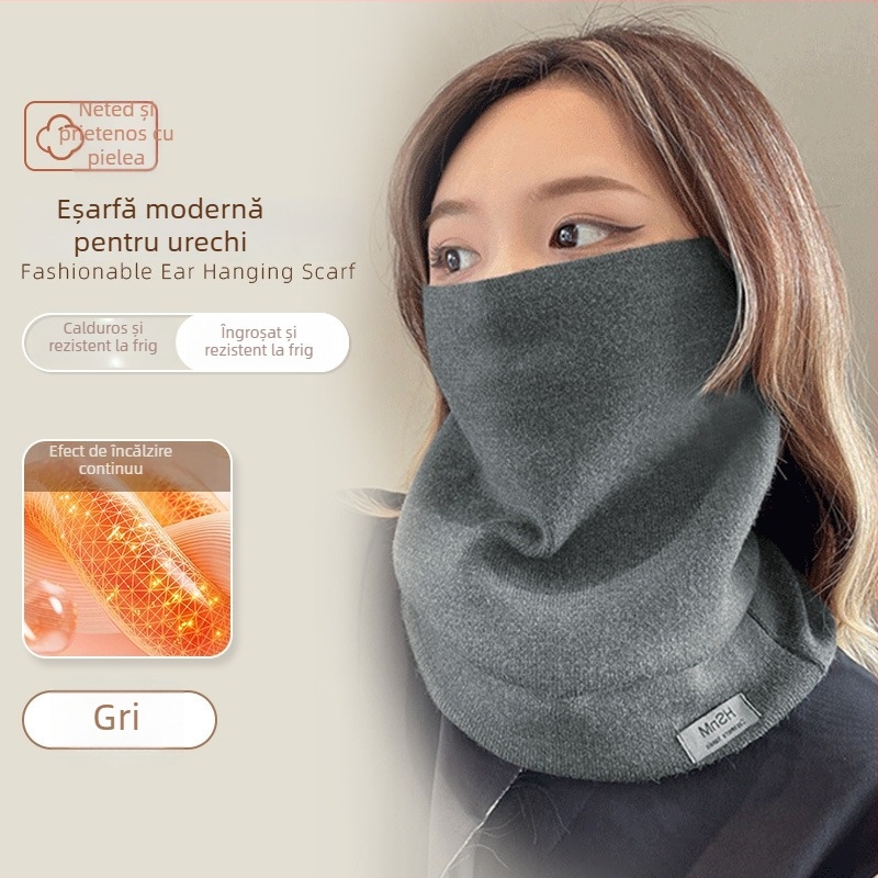 Eșarfă caldă de iarnă pentru gât, căptușeală de fleece și design gros, rezistentă la vânt, unisex, pentru ciclism și schi (căptușeală fleece, design gros, rezistent la vânt, pentru ciclism și schi)