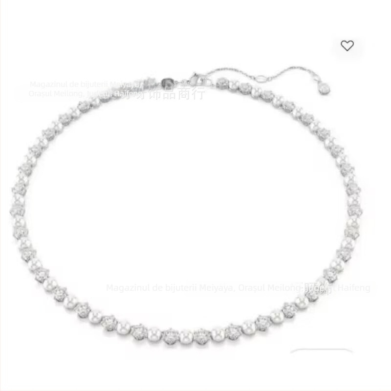 Set de bijuterii cu perle din imitatie: colier cu lanț clavicular, cercei, brățară și inel; material: perle imitatie; pandantiv: aliaj; model: inimă/picătură/clopot; include: cercei + colier + brățară + inel