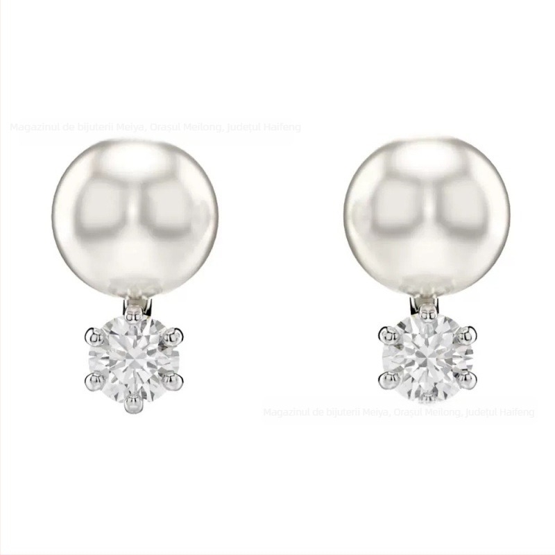 Set de bijuterii cu perle din imitatie: colier cu lanț clavicular, cercei, brățară și inel; material: perle imitatie; pandantiv: aliaj; model: inimă/picătură/clopot; include: cercei + colier + brățară + inel