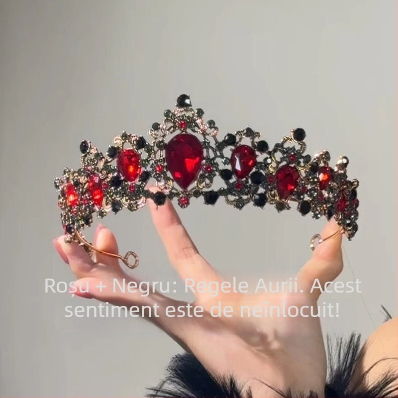 Tiara de mireasă din aliaj, cu cristale Rhinestone, finisaj electroplacat, formă de coroană, accesoriu de nuntă