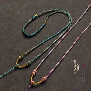 Colier cu pandantiv din funie, țesut manual, șnur reglabil, bijuterii Craftsman, toamnă 2024