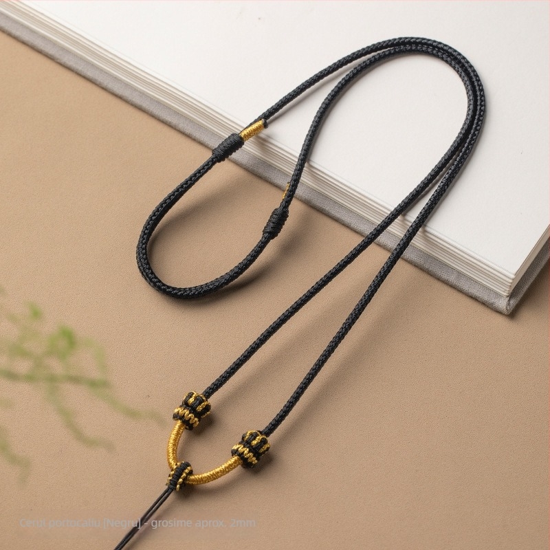 Colier cu pandantiv din funie, țesut manual, șnur reglabil, bijuterii Craftsman, toamnă 2024