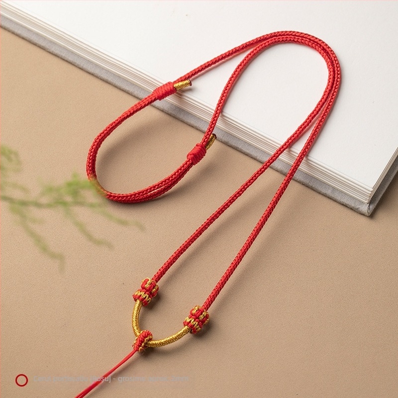 Colier cu pandantiv din funie, țesut manual, șnur reglabil, bijuterii Craftsman, toamnă 2024