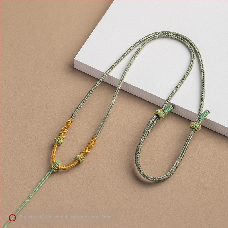 Colier cu pandantiv din funie, țesut manual, șnur reglabil, bijuterii Craftsman, toamnă 2024