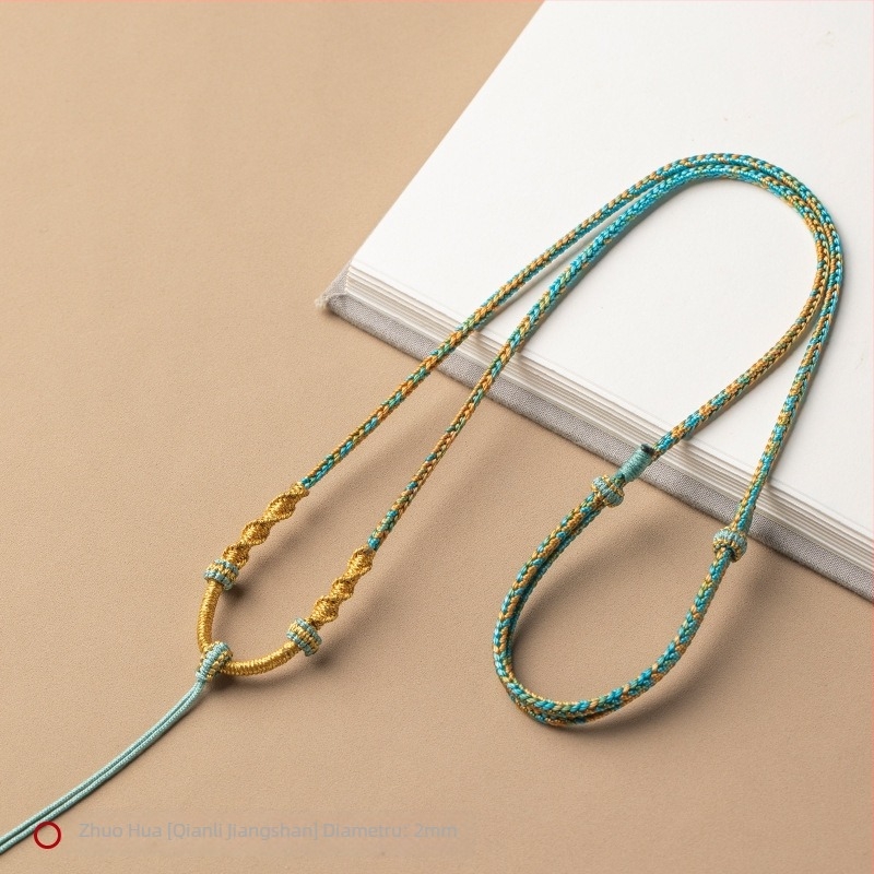 Colier cu pandantiv din funie, țesut manual, șnur reglabil, bijuterii Craftsman, toamnă 2024