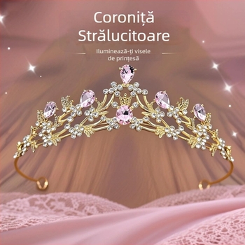 Diademă cu cristale pentru copii, coroană pentru spectacole și aniversări, aliaj, rhinestones, electroplating, formă de coroană, unisex modă