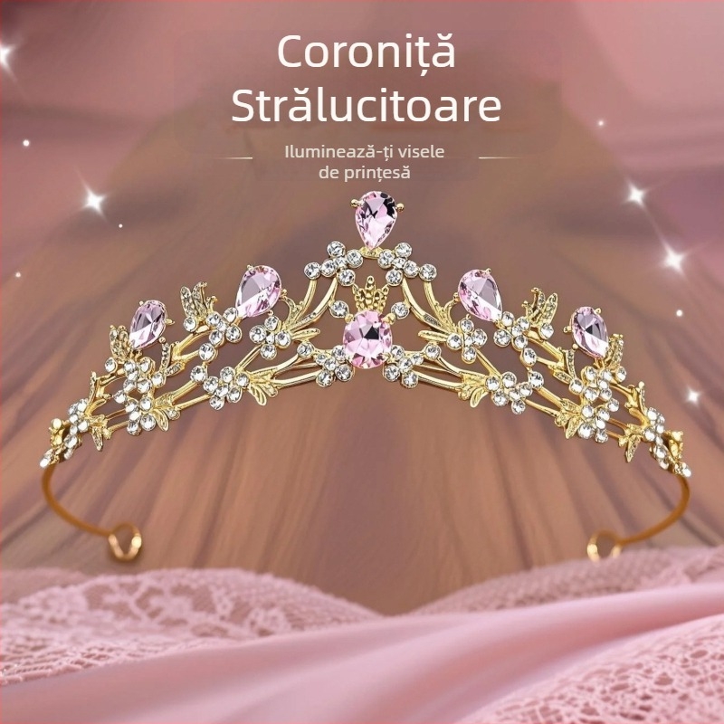 Diademă cu cristale pentru copii, coroană pentru spectacole și aniversări, aliaj, rhinestones, electroplating, formă de coroană, unisex modă