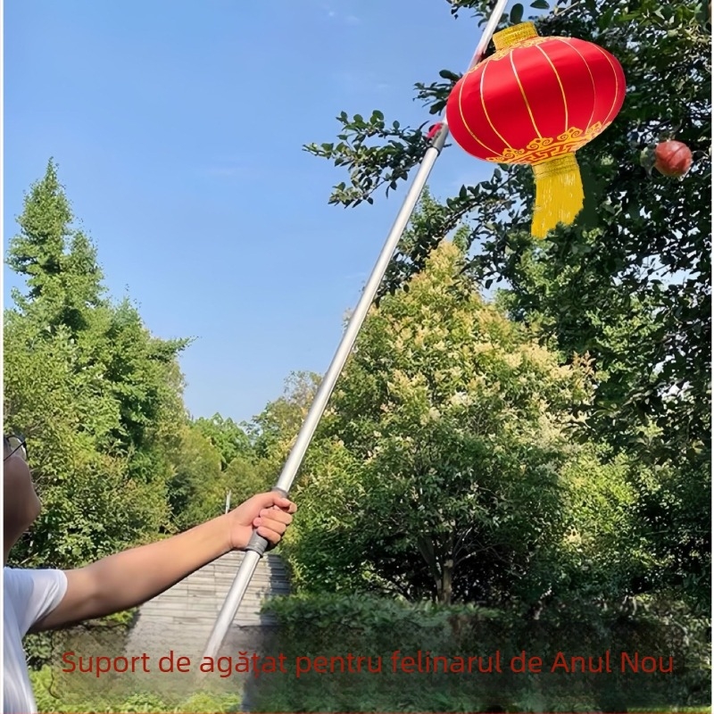 Stâlp telescopic pentru felinare de agățat, exterior, lampion în formă de Winter Melon, serigrafie Silk Screen, Stil Chinez Nou