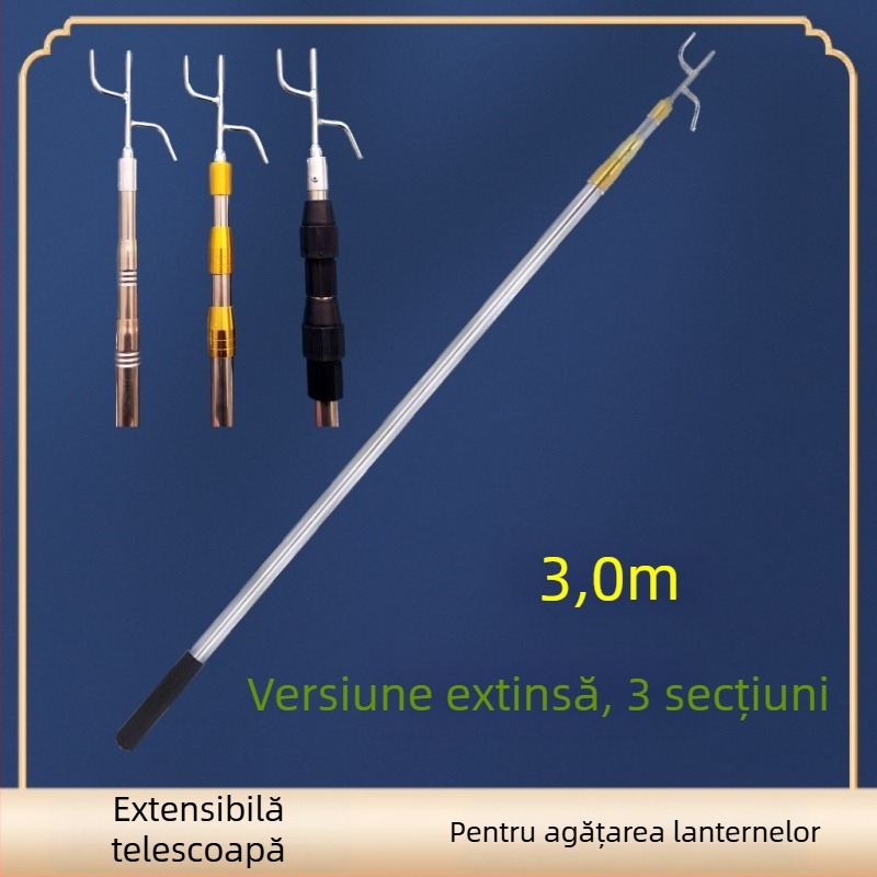 Stâlp telescopic pentru felinare de agățat, exterior, lampion în formă de Winter Melon, serigrafie Silk Screen, Stil Chinez Nou