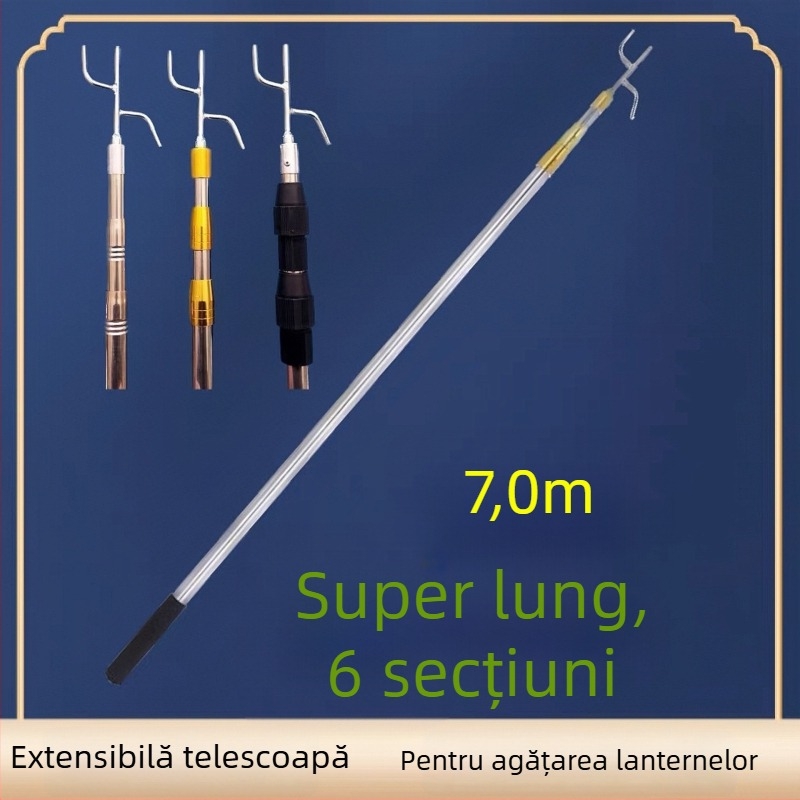 Stâlp telescopic pentru felinare de agățat, exterior, lampion în formă de Winter Melon, serigrafie Silk Screen, Stil Chinez Nou