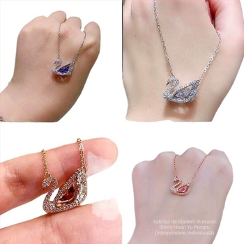 Colier lebădă din argint 925 pentru femei, lanț claviculă, stil influencer online, brand World