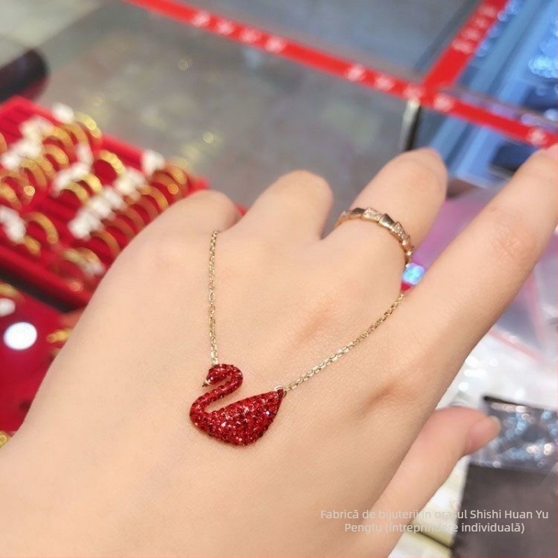 Colier lebădă din argint 925 pentru femei, lanț claviculă, stil influencer online, brand World