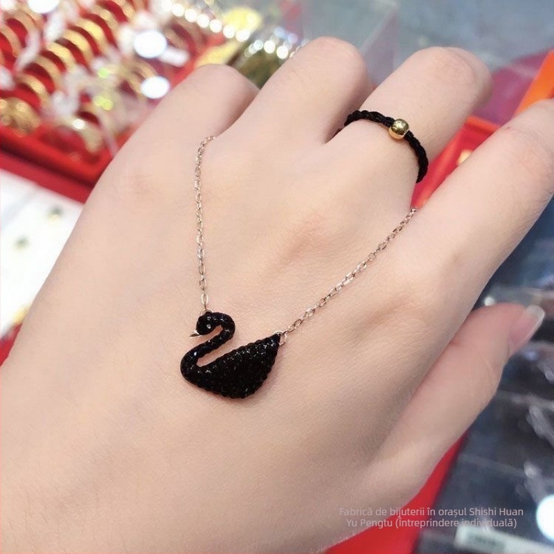 Colier lebădă din argint 925 pentru femei, lanț claviculă, stil influencer online, brand World