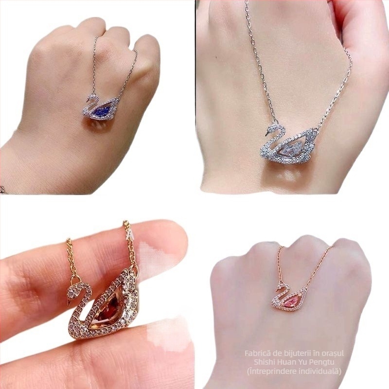 Colier lebădă din argint 925 pentru femei, lanț claviculă, stil influencer online, brand World