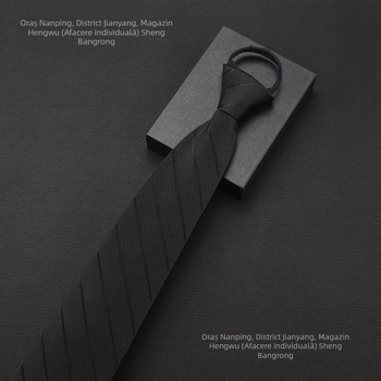 Clema de cravată - fără nod, model în dungi cu motiv floral la guler, pentru bărbați