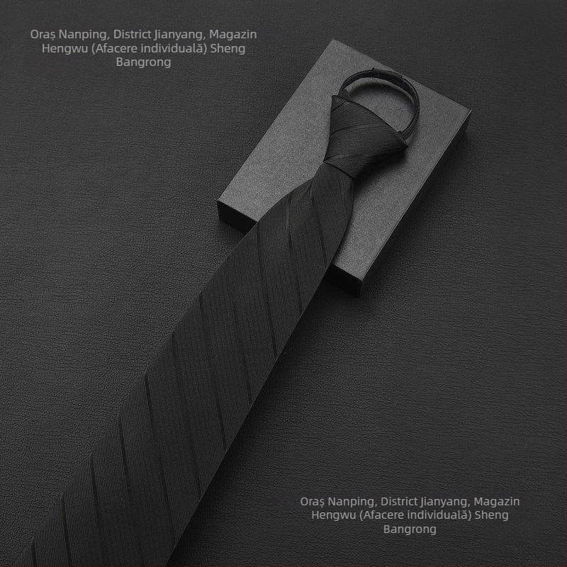 Clema de cravată - fără nod, model în dungi cu motiv floral la guler, pentru bărbați