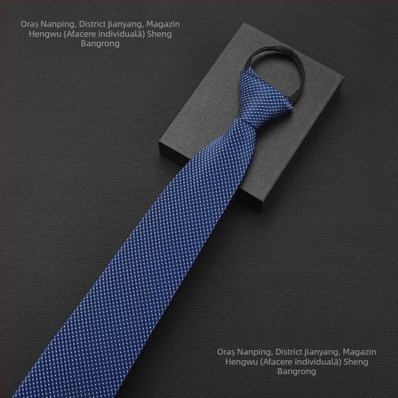 Clema de cravată - fără nod, model în dungi cu motiv floral la guler, pentru bărbați