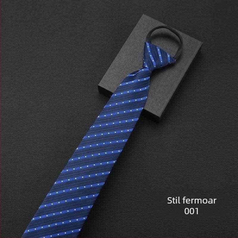 Clema de cravată - fără nod, model în dungi cu motiv floral la guler, pentru bărbați