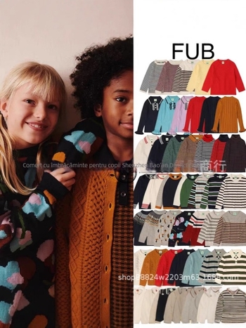 Pulover pentru copii din lână Merino - Unisex, guler rotund, mâneci lungi, tricot fin, vârsta 3–8 ani