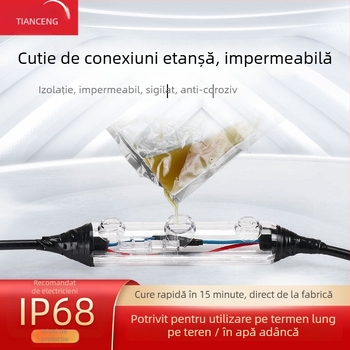 Cutie de legătură impermeabilă umplută cu gel pentru iluminat stradal exterior, 1 intrare, 2 ieșiri, izolată și etanșă, protecție împotriva stropilor