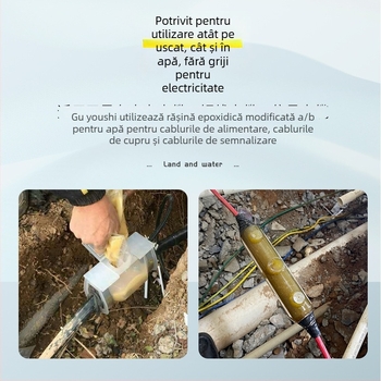 Cutie de legătură impermeabilă umplută cu gel pentru iluminat stradal exterior, 1 intrare, 2 ieșiri, izolată și etanșă, protecție împotriva stropilor