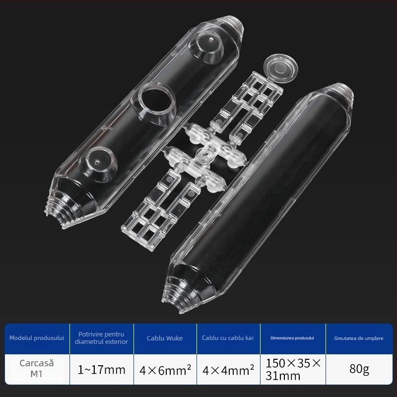 Cutie de legătură impermeabilă umplută cu gel pentru iluminat stradal exterior, 1 intrare, 2 ieșiri, izolată și etanșă, protecție împotriva stropilor