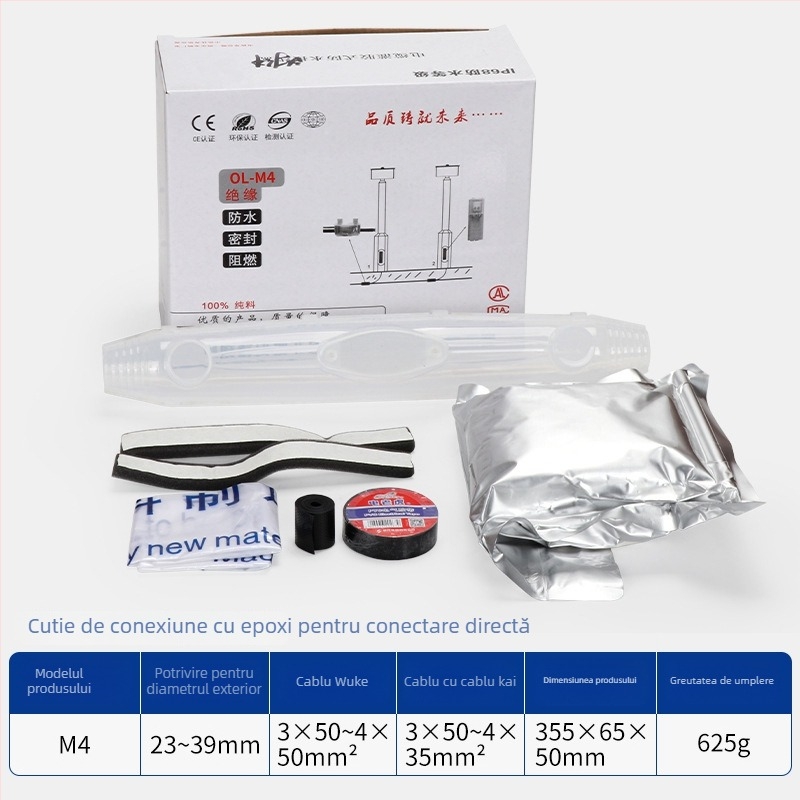 Cutie de legătură impermeabilă umplută cu gel pentru iluminat stradal exterior, 1 intrare, 2 ieșiri, izolată și etanșă, protecție împotriva stropilor