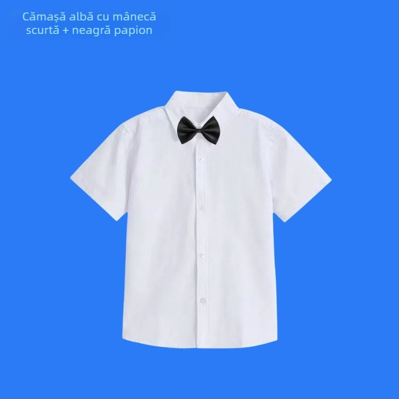 Cămașă pentru copii cu mânecă lungă, școlară, stil coreean, finisaj moale, amestec din bumbac 30%, iarnă 2025