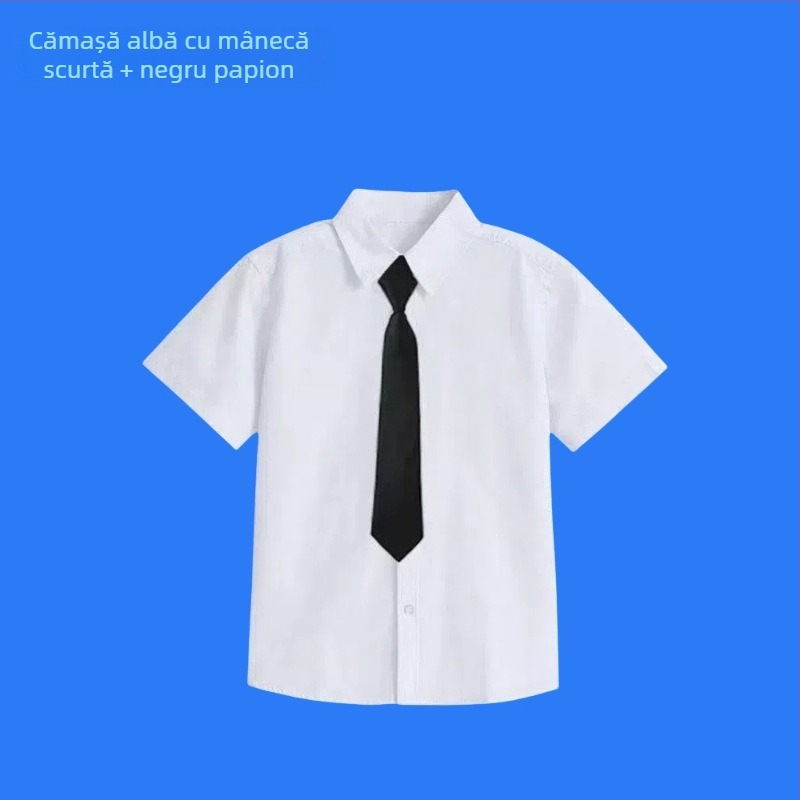 Cămașă pentru copii cu mânecă lungă, școlară, stil coreean, finisaj moale, amestec din bumbac 30%, iarnă 2025