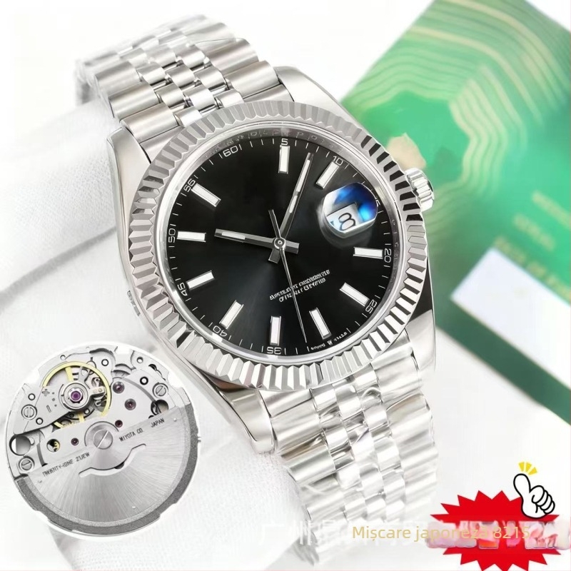 Ceas mecanic pentru bărbați, cu mecanism 8215, cristal de safir, rezistent la apă, carcasă și brățară din oțel inoxidabil, afișaj luminescent