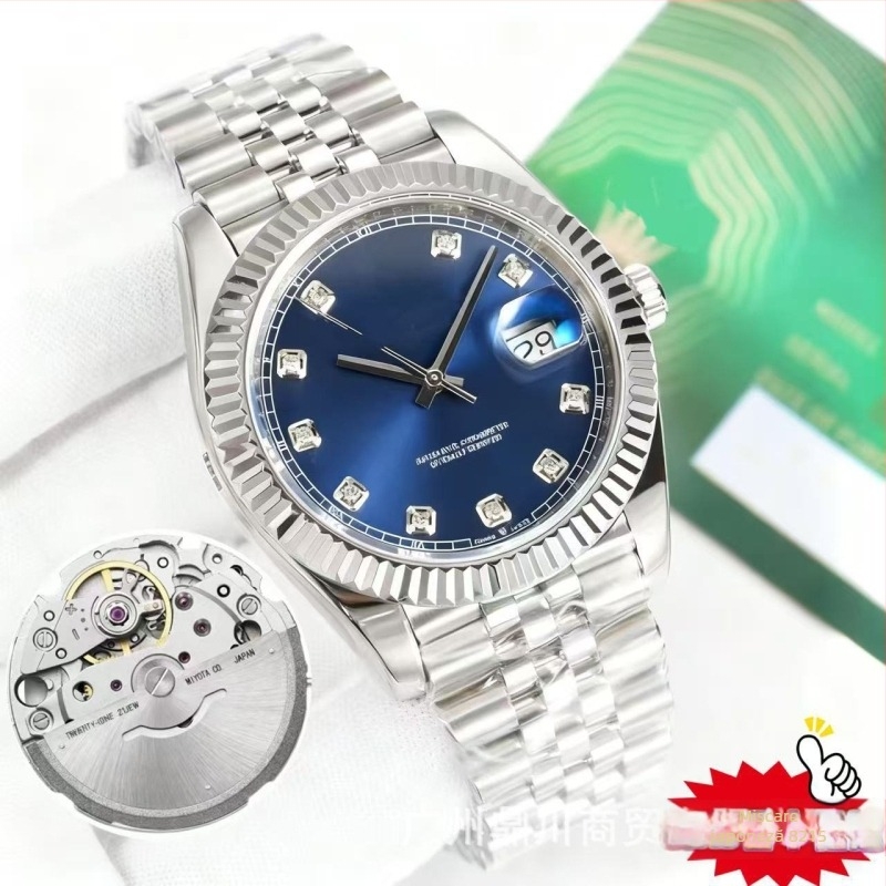 Ceas mecanic pentru bărbați, cu mecanism 8215, cristal de safir, rezistent la apă, carcasă și brățară din oțel inoxidabil, afișaj luminescent