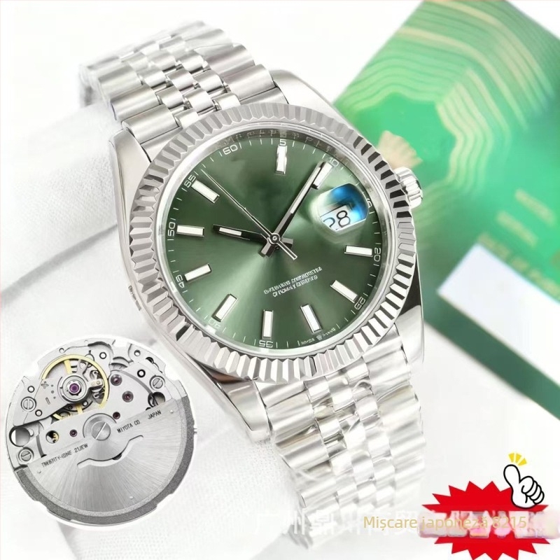 Ceas mecanic pentru bărbați, cu mecanism 8215, cristal de safir, rezistent la apă, carcasă și brățară din oțel inoxidabil, afișaj luminescent