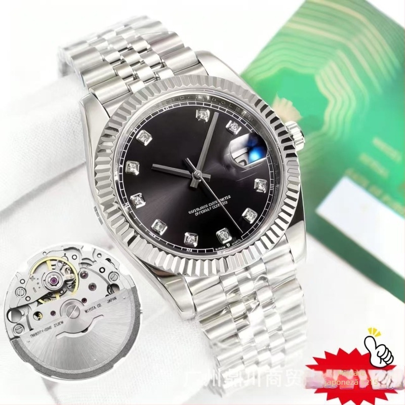 Ceas mecanic pentru bărbați, cu mecanism 8215, cristal de safir, rezistent la apă, carcasă și brățară din oțel inoxidabil, afișaj luminescent