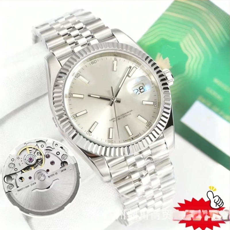 Ceas mecanic pentru bărbați, cu mecanism 8215, cristal de safir, rezistent la apă, carcasă și brățară din oțel inoxidabil, afișaj luminescent