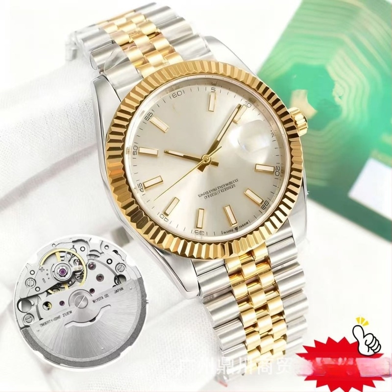 Ceas mecanic pentru bărbați, cu mecanism 8215, cristal de safir, rezistent la apă, carcasă și brățară din oțel inoxidabil, afișaj luminescent