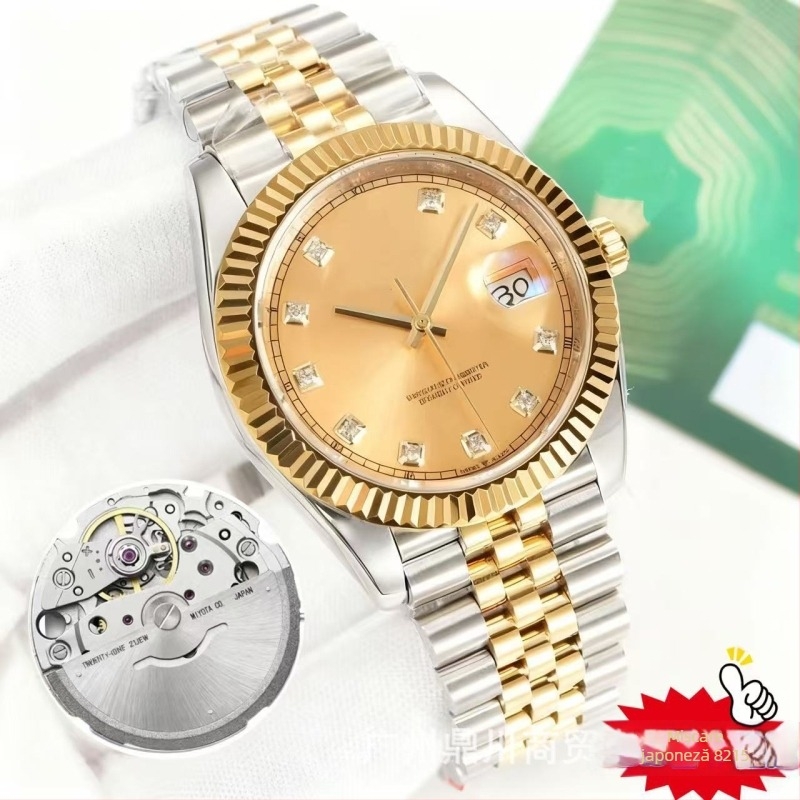 Ceas mecanic pentru bărbați, cu mecanism 8215, cristal de safir, rezistent la apă, carcasă și brățară din oțel inoxidabil, afișaj luminescent