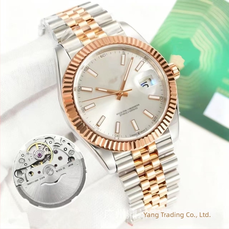 Ceas mecanic pentru bărbați, cu mecanism 8215, cristal de safir, rezistent la apă, carcasă și brățară din oțel inoxidabil, afișaj luminescent