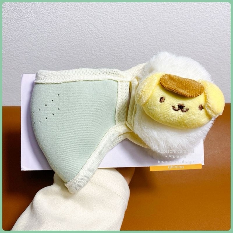 Mască caldă pentru copii cu protecție pentru urechi — toate într-unul: fibre de poliester, broderie, imprimeu desen animat, protecție la praf