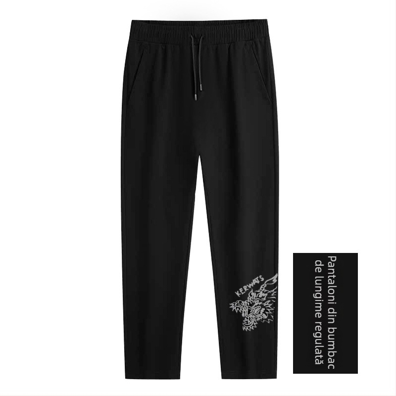 Pantaloni bărbați drepti, talie mediu-înaltă, 70% bumbac, stil minimalist