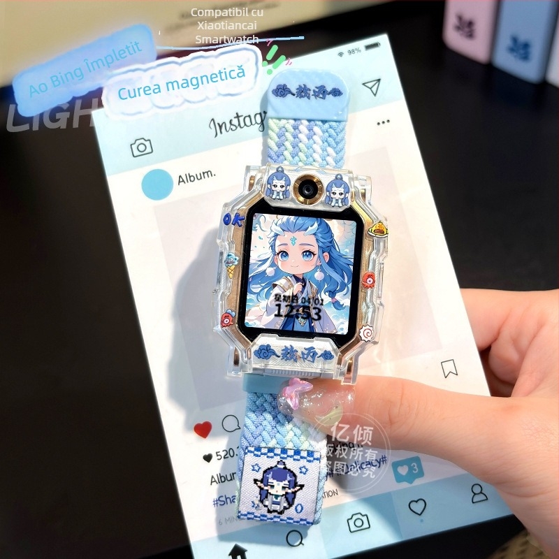 Husă magnetică din nylon pentru curea ceas Little Genius Z11/Z10 — broderie în stil național