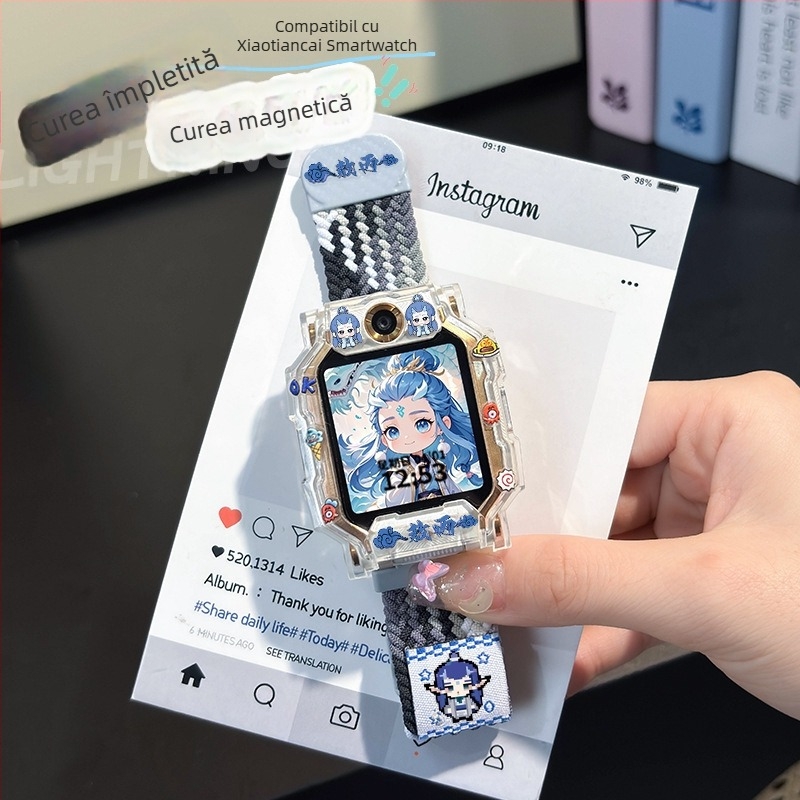 Husă magnetică din nylon pentru curea ceas Little Genius Z11/Z10 — broderie în stil național