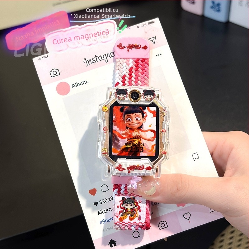 Husă magnetică din nylon pentru curea ceas Little Genius Z11/Z10 — broderie în stil național