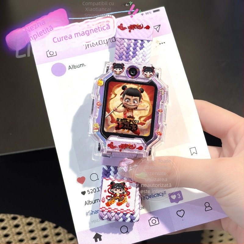 Husă magnetică din nylon pentru curea ceas Little Genius Z11/Z10 — broderie în stil național